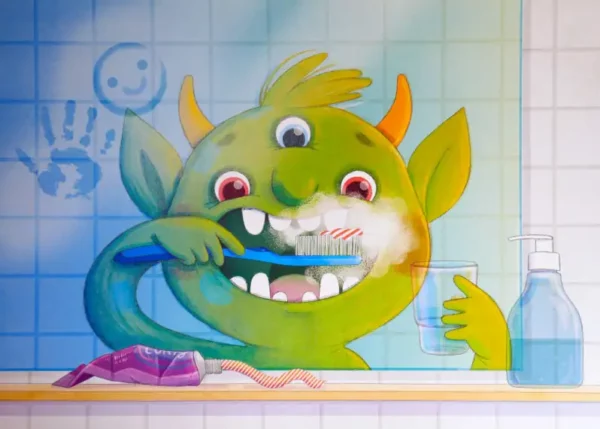 Avec ce kamishibaï, plongez dans le journal d'un petit monstre. Une lecture pour enfant qui explore l'école et le quotidien comme le brossage de dents
