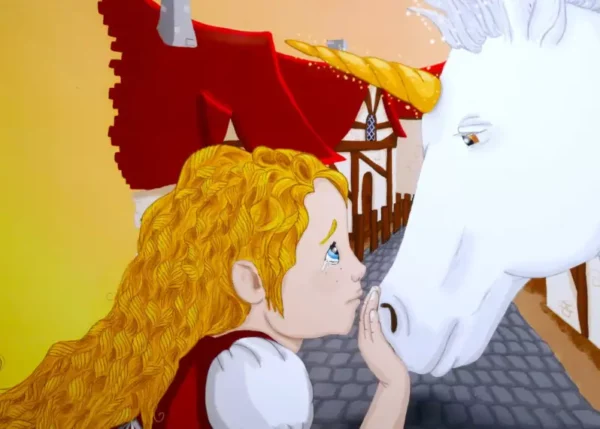 Ce conte kamishibaï, Petite Corne, plonge l'enfant dans un univers magique. Une licorne et une humaine, une histoire d'amour unique.