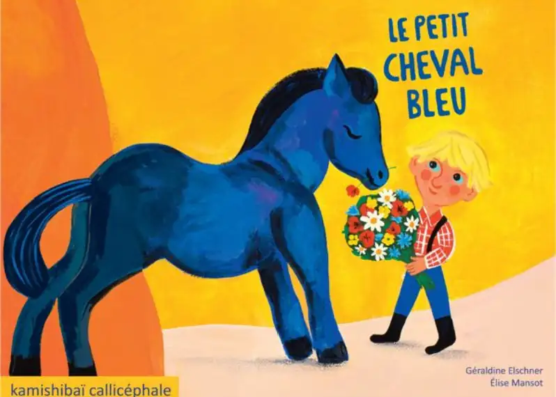 Le petit cheval bleu : un kamishibaï pour enfant qui initie à l'art de Franz Marc. Une lecture pleine de couleurs et de peinture.