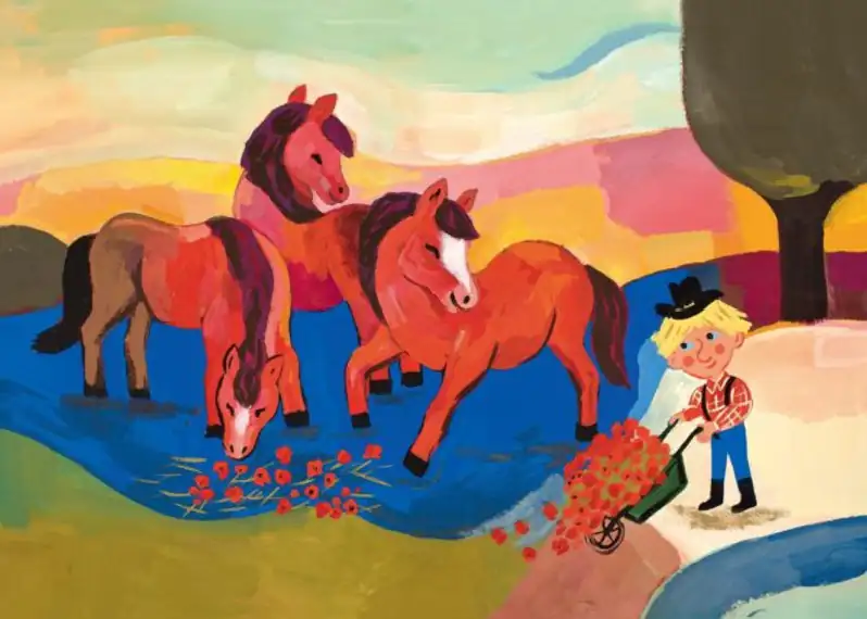 Découvrez Le petit cheval bleu de Franz Marc en art ! Ce kamishibaï initie l'enfant aux couleurs et à la peinture.