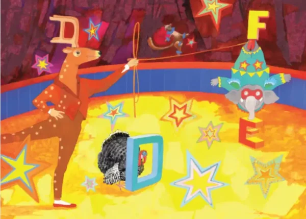 Ce kamishibaï est un abécédaire thématique sur le cirque. Une façon ludique d'enseigner l'alphabet grâce aux animaux et artistes du Cirque ZYRKX.