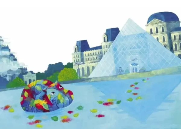 L'histoire d'un hippopotame perdu ! Acheter ce kamishibaï pour l'enfant et découvrir l'art de l'Égypte ancienne, de la pyramide au Louvre.