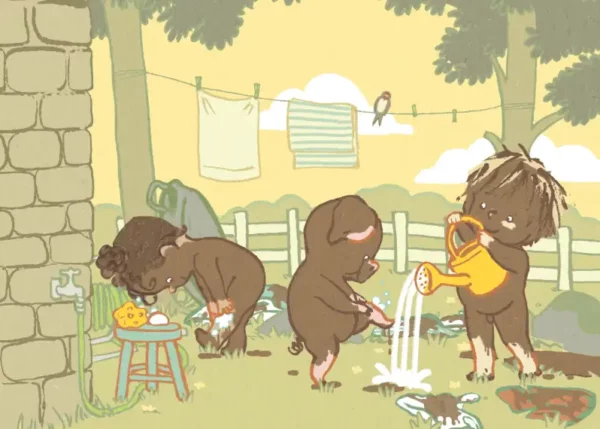 Les p'tits pourceaux sont sales ! Une histoire de ferme en kamishibai sur l'importance de se laver et l'hygiène des enfants.