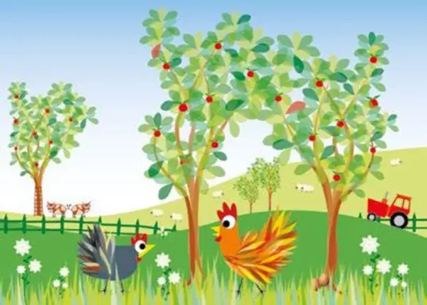 L'histoire de Rebecca, la poule qui quitte la ferme pour les sports d'hiver. Un kamishibai sur le rêve et l'amitié.