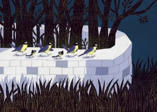Pioupiou et Cui Cui face à la déforestation ! Ce kamichibai sensibilise à l'écologie (sans accent) et l'importance de la nature pour l'oiseau.