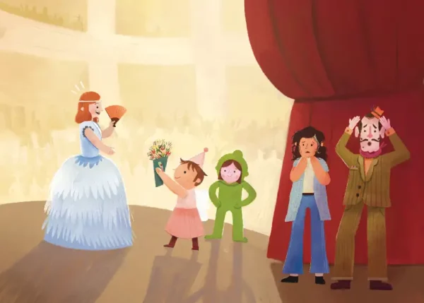 Lorette et Louis sauvent le concert ! Le kamishibaï Cacophonie à l'opéra est une histoire interactive sur le théâtre.