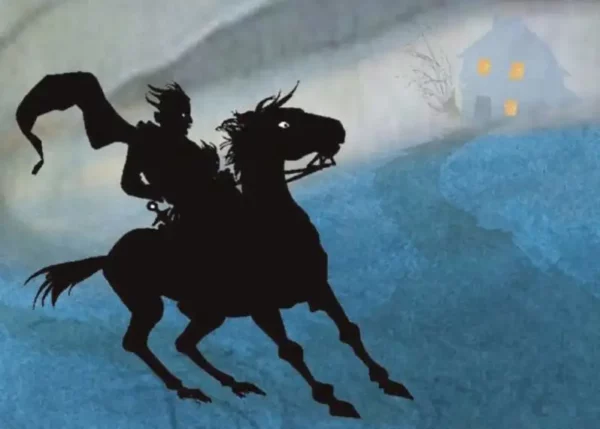 Graphisme exceptionnel pour Le roi des Aulnes. Ce kamishibaï adulte et ados explore la mort et les esprits de la forêt.