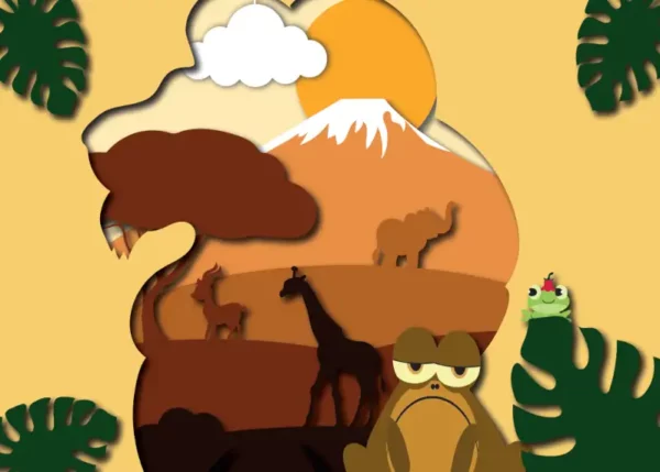 Ce kamishibai sur la diversité est une belle histoire à raconter au butaï. La petite grenouille embarque l'enfant dans son voyage autour du monde.