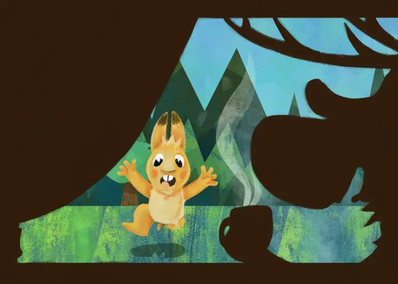 Le kamishibaï MK67 Dans sa maison un grand cerf : une comptine illustrée pour accompagner les tout-petits en lecture animée.