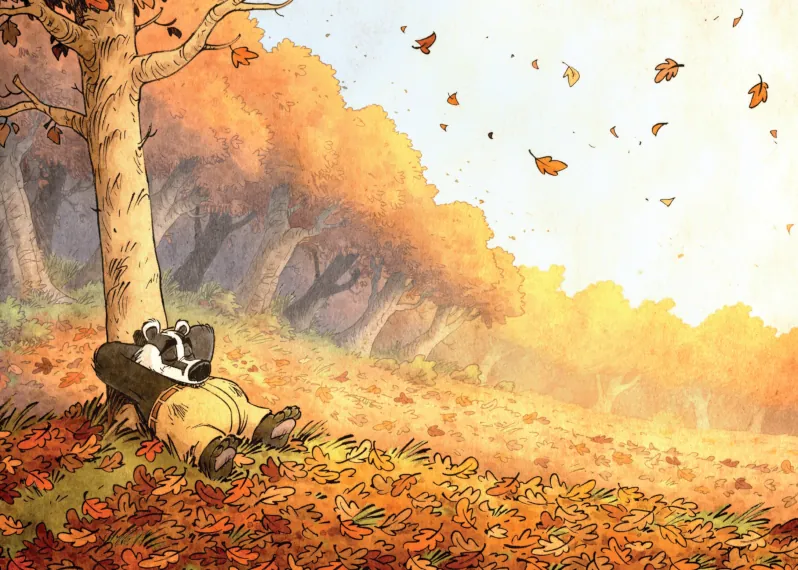 Bulle Expositions innove avec L'automne de Monsieur Grumpf. Ce kamishibai bd en cases est parfait pour une lecture animée en médiathèque.