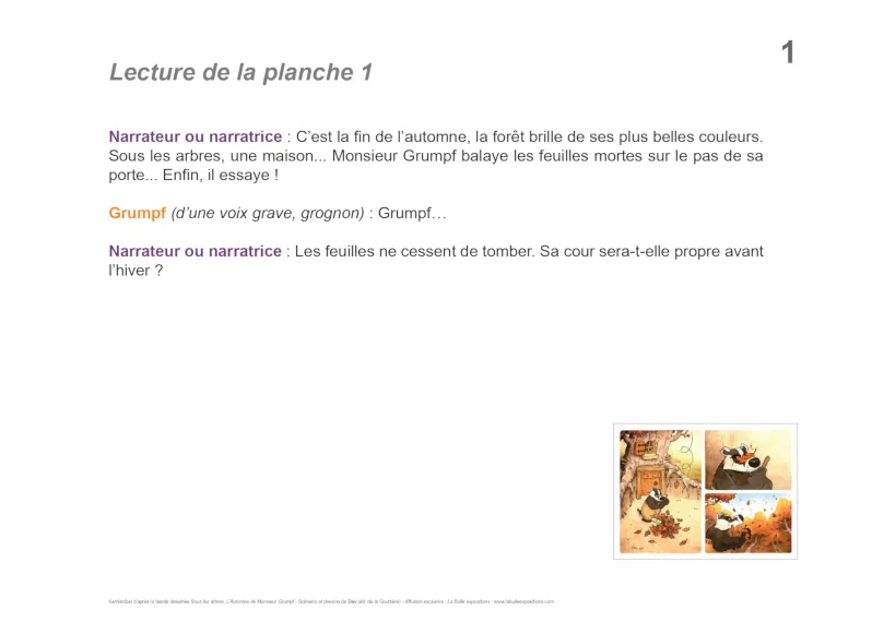 Cadeau original : L'automne de Monsieur Grumpf. Ce kamishibaï bd invite à découvrir le monde des cases et de l'humour dans le butai.